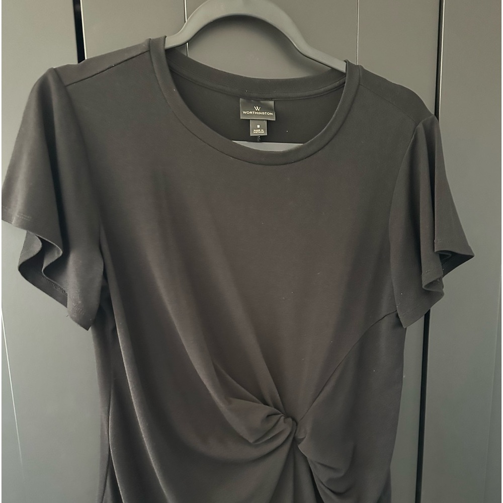 Worthington black short sleeve blouse small
